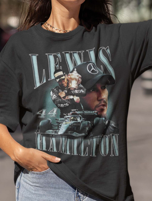 Lewis Hamilton Shirt – Formula 1 Racing Team Mercedes 90s Vintage x Bootleg Style Rap Tee, Gifts for Him and Her