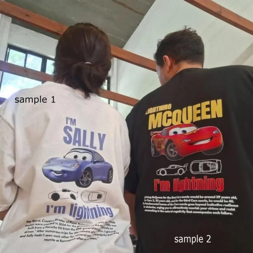 Vintage Cars Matching Shirt, Lightning Mcqueen and Sally Couple T-shirt, Limited McQueen T-Shirt Oversized Washed Tee