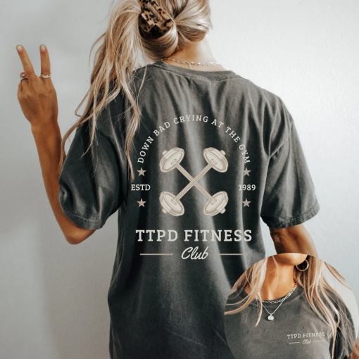 DOWN BAD crying at the gym t shirt – swiftie apparel – the tortured poets department apparel – comfort colors 1717