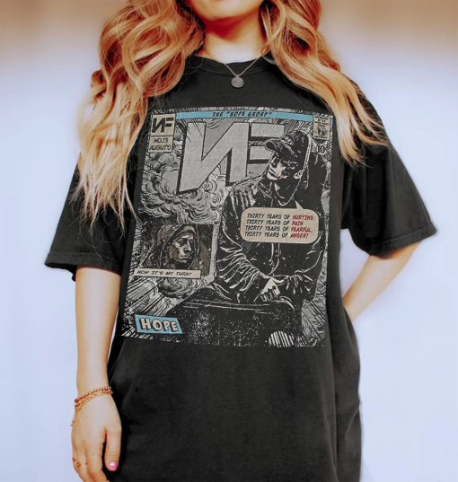 Nf Comic Shirt, 90S Vintage Merch Book Art Nf Hope Album World Tour Ticket 2023 Graphic Tee Unisex Gift