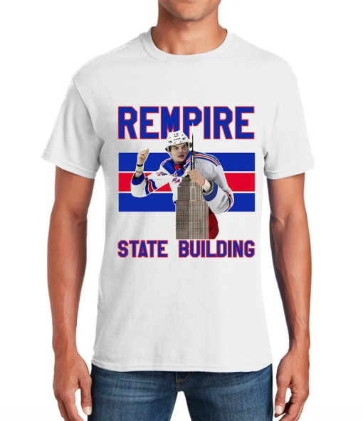 Playoff Edition: New York Rangers, Matt Rempe, caricature graphic tee shirt. Gender neutral fit made true to size.