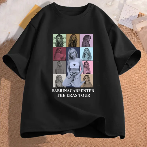 Vintage Sabrina Carpenter Eras Tour T Shirt Pop Music Fan Merch Tshirt Cotton Short Sleeve Streetwear Womans Clothing Oversized