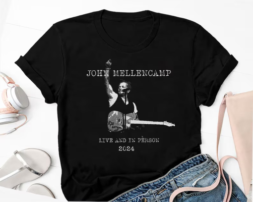 2024 John Mellencamp Tour Graphic Shirt, Live And In Person Tour 2024 Shirt, John Mellencamp 90s Vintage Tee, John Mellencamp Fan Gift Shirt