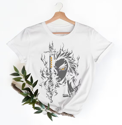 Demon Slayer Shirt, Rengoku Anime T-Shirt, Anime Graphic T-Shirt, Japanese Anime Tee, Manga Shirt, Gift For Anime Lovers, Nerdy Gift İdeas