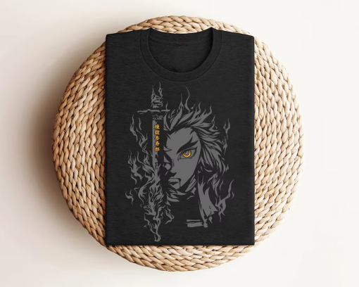 Demon Slayer Shirt, Rengoku Anime T-Shirt, Anime Graphic T-Shirt, Japanese Anime Tee, Manga Shirt, Gift For Anime Lovers, Nerdy Gift İdeas