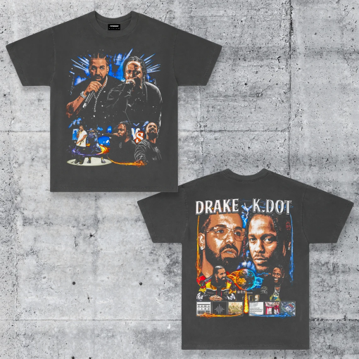 Drake vs. Kendrick Lamar Rap Beef Drake vs. K. DOT Streetwear T-Shirt (Double Sided)