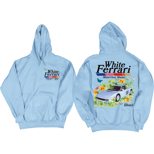 Frank Ocean Floral BLOND WHITE FERRAR! Hoodie | blond album | blonded | music gift | cool gift ideas | Trends Exclusive | Car Hoodie | y2k