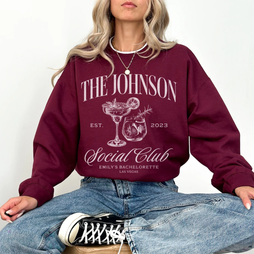 Luxury Bachelorette Merch, Charleston Bachelorette, Custom Name Crewneck Sweatshirt, Social Cocktail Club, Bridal Party Gifts, Wedding