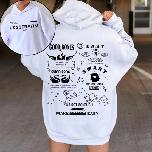 Le Sserafim Easy Album Tracklist Hoodie, Le Sserafim Kpop Shirt, Vintage Le Sserafim Kpop Chaewon, Yunjin, Kazuha, Eunchae, Sakura Shirt