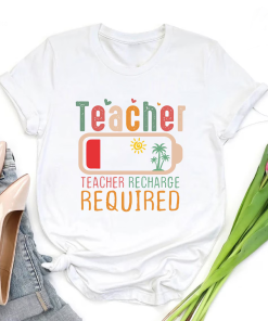 Teacher Summer Recharge Required Tshirt,Funny Teacher Summer…