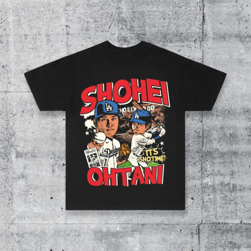 Shohei Ohtani – ShoTime! Cartoon Big Head Los Angeles Baseball Streetwear T-Shirt