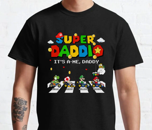 Personalized Super Daddio Shirt, Super Dadio Custom Kid Name Dad Shirt, Super Daddio Shirt, Funny Father’s Day Daddio Shirt, Super Dad Gamer