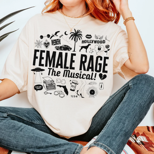 Female Rage The Musical Tshirt The Tortured Poets Department Shirt Album Icons Black Design Eras Tour Outfit Taylor Fan Gift TTPD Merch