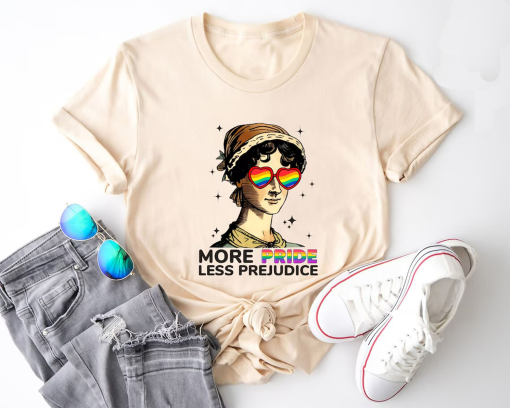 More Pride Less Prejudice, LGBTQ Shirt, Jane Austen Shirt, Proud Ally Shirt, Pride Month Shirt, Supporting Lgbt People Shirt