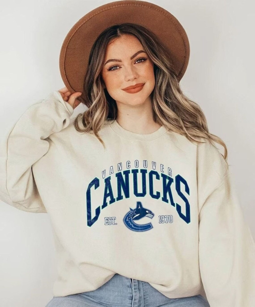 Vancouver Canucks Sweatshirt, Canucks Tee, Hockey Sweatshirt, Vintage Sweatshirt, Hockey Fan Shirt, Vancouver Hockey Shirt