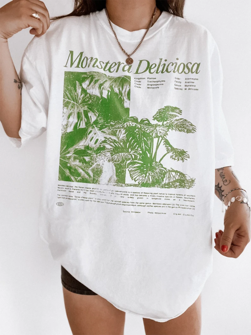 Monstera Plant Lady Tee, Vintage inspired tee, Comfort colors graphic tee, plant lover gift