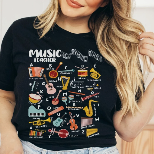 Music Teacher Shirt Teacher Alphabet Tee Music Gift Teacher Tshirt Teacher Music Teacher t shirt Music Teacher Gift Music Education Shirt