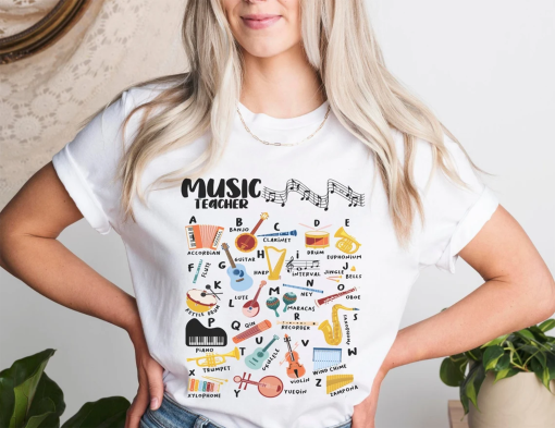 Music Teacher Shirt Teacher Alphabet Tee Music Gift Teacher Tshirt Teacher Music Teacher t shirt Music Teacher Gift Music Education Shirt