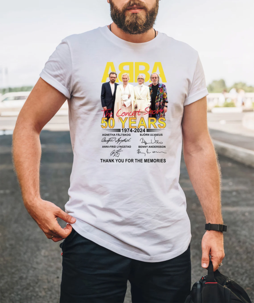 ABBA Band 50th Anniversary 1974 – 2024 Signature T-Shirt, ABBA The concert show 2024 TShirt Full Size S – 5XL, POP band lover tee Shirt