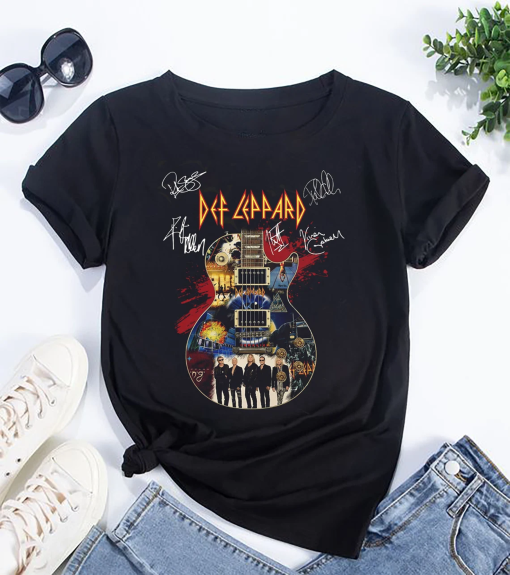 Def Leppard Siagntures Guitar T-Shirt, Def Leppard Band Shirt, Def Leppard 90s Vintage Shirt, Def Leppard Rock Music, Def Leppard Tour 2024