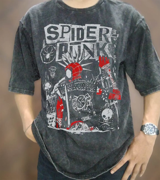 Retro Spider Punk Shirt, Spider-Man Across the Spider-Verse Shirt V10, Spider-Man 2023 Shirt, Oversized Wash Shirt, Spider Fan Gift