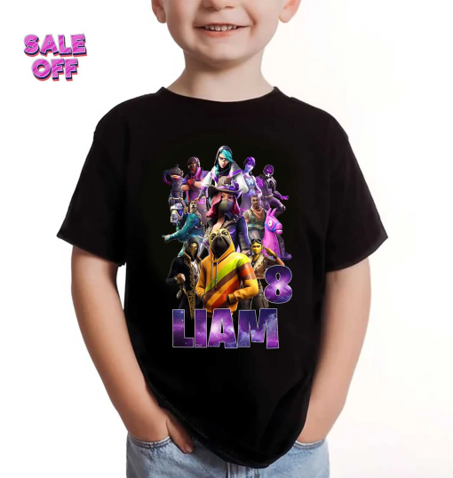 Personalizde Kids birthday shirt, Raven For-nite Birthday Boy Shirt, Fort night birthday Shirt, Video Games Tee, Unique Gaming Gift Idea