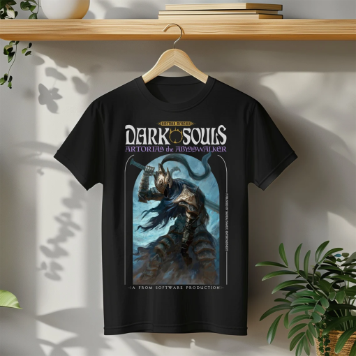 Dark Souls Artorias Graphic T Shirt | Heavy Cotton Unisex Tee | Gaming Streetwear Gifts for Gamers Stylish Vintage Books Shirt Elden Ring