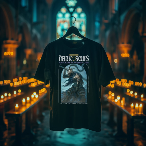 Dark Souls Artorias Graphic T Shirt | Heavy Cotton Unisex Tee | Gaming Streetwear Gifts for Gamers Stylish Vintage Books Shirt Elden Ring