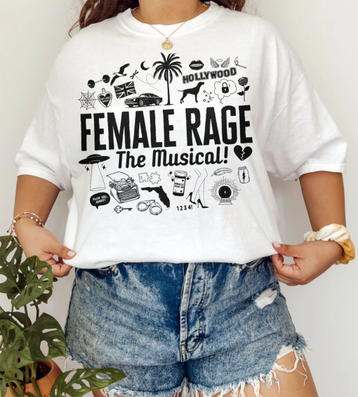 Female Rage The Musical Tshirt The Tortured Poets Department Shirt Album Icons Black Design Eras Tour Outfit Taylor Fan Gift TTPD Merch