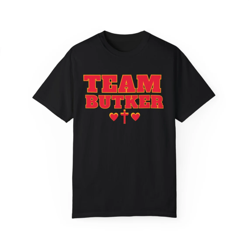 Team Butker Comfort Colors Shirt, Hearts and Cross, Christian Values, Harrison Butker Tee, Butker Fan Gift, Christian Tee