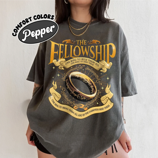 The Fellowship LOTR Fan Comfort Colors Shirt,The Hobbits Book, One Ring To Find Them, The Shire Distressed, Bookish Gift,LOTR Inspired Merch