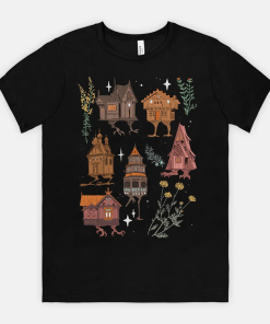 PREORDER Baba Yaga Houses Black T-shirt (witchy,…