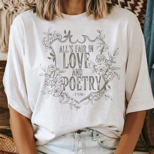 All’s Fair In Love And Poetry Shirt The Tortured Poets Department New Album Unisex Tshirt Skull Book Design Gift Eras Tour Outfit Idea