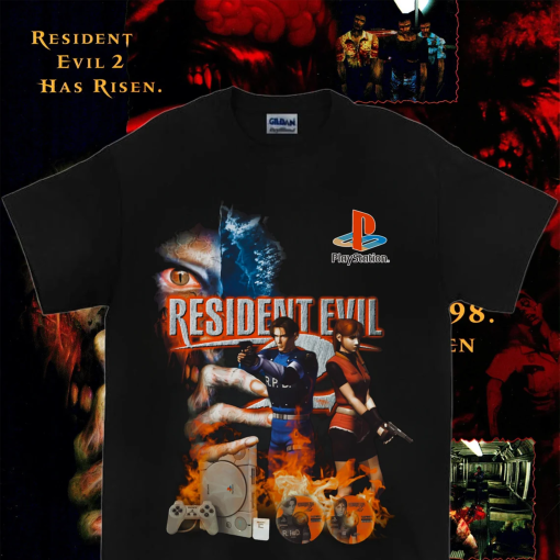 “Resident Evil Gaming Shirt, Leon S Kennedy Vintage T-Shirt, Leon S Kennedy Sweatshirt Gift For Women And Man Retro 90 Movie Bootleg Gift “