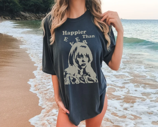 Ellie Eilish Happier Than Ever T-Shirt on Vintage Black Comfort Colors Tee