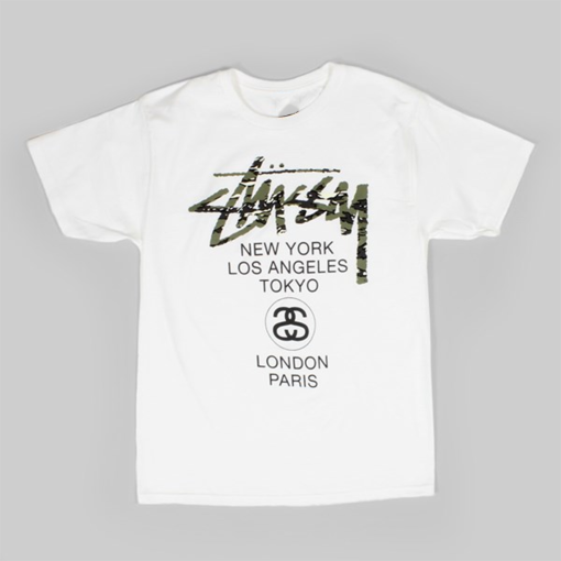 Stussy wt camo t shirt white