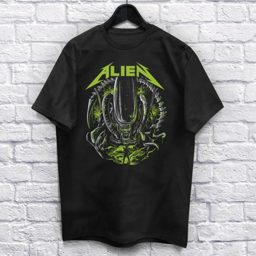 Space Creature T-Shirt Unisex (For Men and Women) Horror Movie Shirt Heavy Metal Funny Shirts. Scary Halloween Shirt Music Spooky Monster