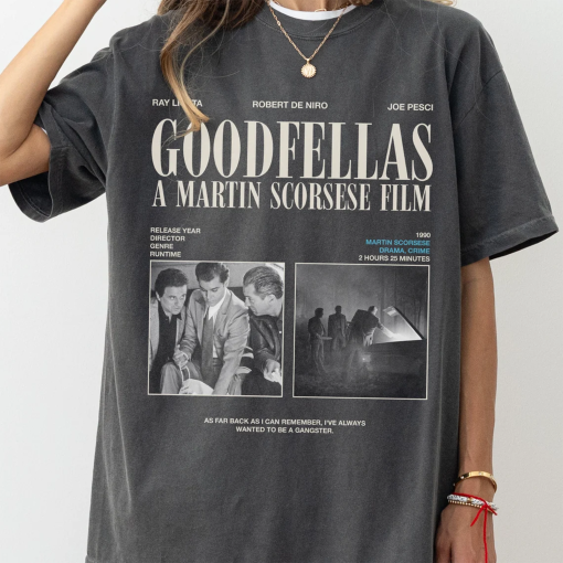 Goodfellas Movie T-Shirt, Retro Martin Scorcese Gangster Mafia Film Graphic Tee Shirt, Goodfellas Godfather Mob Movie Memorabilia Gift