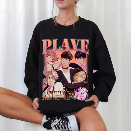 Retro Plave Kpop T-shirt, Plave 2nd Mini Album Asterum: 134-1 Shirt, Wave 4 Luv Shirt, Plave Kpop Noah, Bamby, Yejun, Eunho, Hamin Shirt