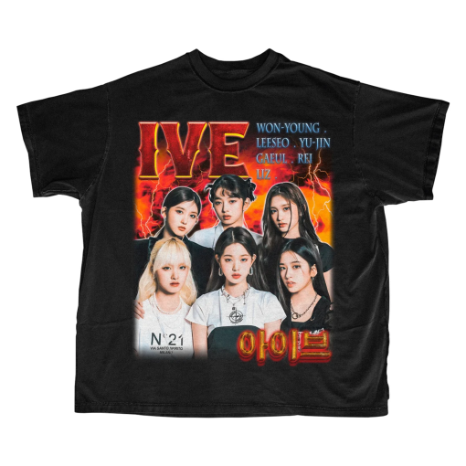 IVE Retro Vintage Tee – Ive Kpop T-shirt – Kpop Gift for her or him – Kpop Merch – Rei – Leeseo – Gaeul – Liz – Yujin – Wonyoung