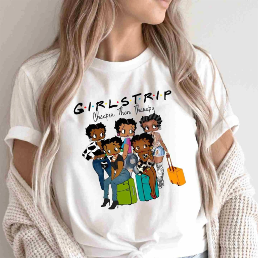 Black Girls Trip Betty Boop T-Shirt, Girls Trip Cheaper Than Therapy Black Women T-Shirt, Black Pride Tee, Black History Month Gift For Her