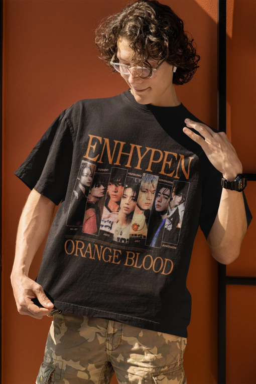 Enhypen T-Shirt – Orange Blood Shirt – Enhypen Shirt – Vintage Shirt – K Pop Shirt – Idol T-Shirt – Unisex Heavy Cotton Tee