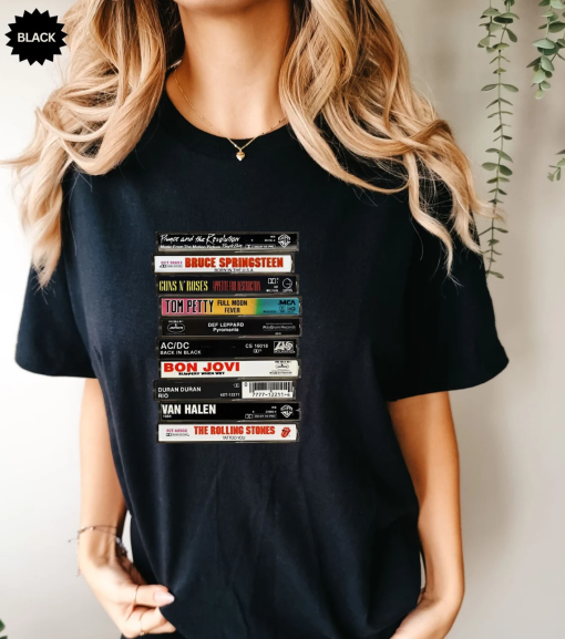 Rock Cassettes Tape Printed Shirt, 80’s Rock T-Shirt, Retro Cassette Shirts, Rock Bands Shirt, 80s Music, Old School, Holiday Gift, Vintage