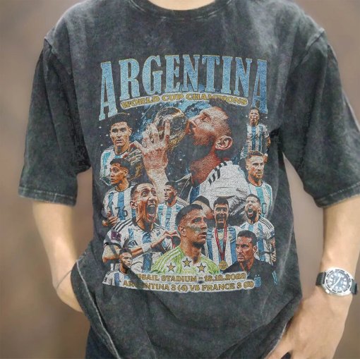 Vintage Wash Lionel Messi Argentina T-shirt, Vintage Argentina Football Oversize T Shirt, Vintage Soccer Sport Unisex Graphic Tee