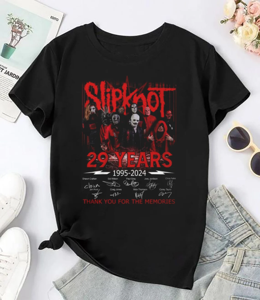 Slipknot 29 Years Signature Shirt, Slipknot 2024 Tour Shirt, Slipknot Band Fan Gift, Slipknot Band 90s Vintage Shirt, Slipknot Band Merch