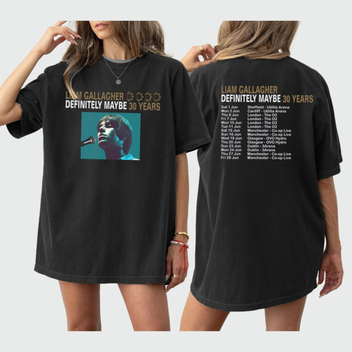 2 Sides Definitely Maybe 2024 Tour T Shirt| Liam Gallagher Hoodie| 2024 Tour Tee For Fans| Liam Gallagher T shirt Definitely Maybe 2024