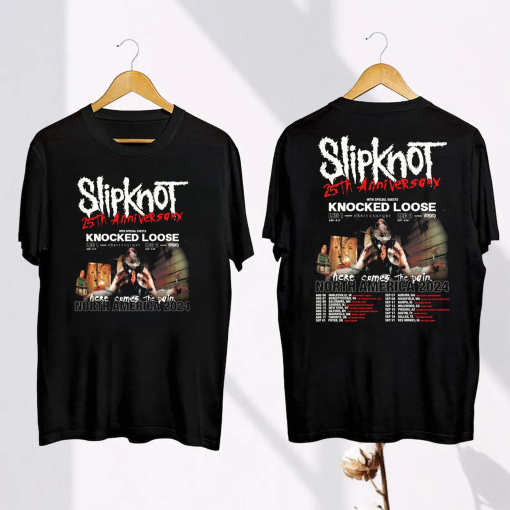 Slipknot Here Comes The Pain 25th Anniversary Tour 2024 Shirt, Slipknot 2024 Tour Merch, Slipknot Band Fan Gift, Slipknot Band Graphic Shirt