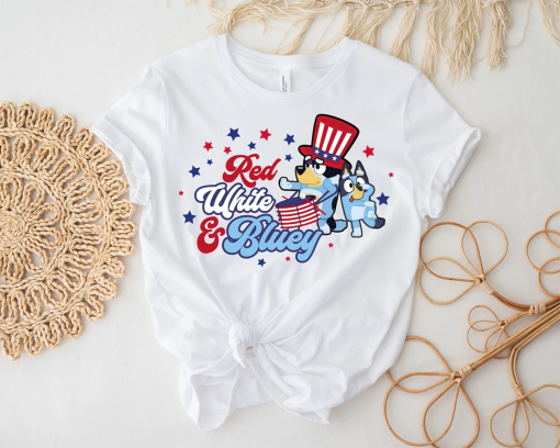 Red White Bluey Family Shirts,4th of July Shirt, Fourth of July Patriotic 4th of July T-shirt for Independence Day, Patriotic T-Shirt