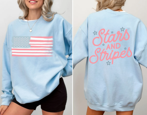 American Flag Sweatshirt, Stars and Stripes Shirt, 4th of July Shirt, Patriotic Crewneck, Women’s Trendy Sweatshirt, Summer Shirt, USA Shirt