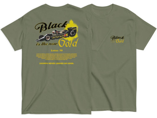 Lotus 79 Black Is The New Gold T-Shirt, Grand Prix Shirt, Racing Shirt, Car Shirt, Race Car Shirt, Motorsport Apparel